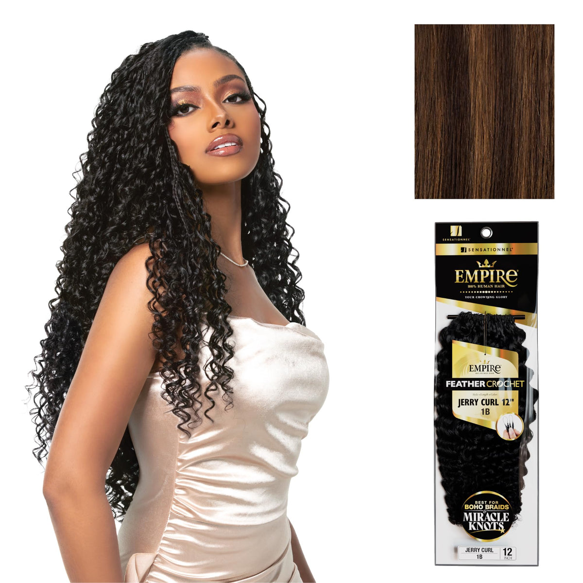 Sensationnel Empire Feather Crochet Braids-Jerry Curl,12 inch, S4/30