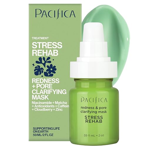 Pacifica Stress Rehab Redness & Pore Clarifying Face Mask, Niacinamide & Caffeine Facial Mask for Redness Relief, Pore Minimizer for Oily Skin, Clean Beauty & Personal Care Pacifica