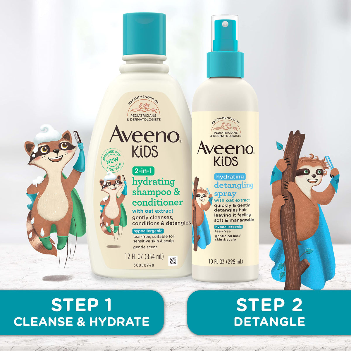 Aveeno Kids Hydrating Detangling Spray with Oat Extract, Quickly Detangles Hair, Tear-Free, Gentle on Sensitive Skin & Scalp, Detangler Spray Beauty & Personal Care Aveeno Baby
