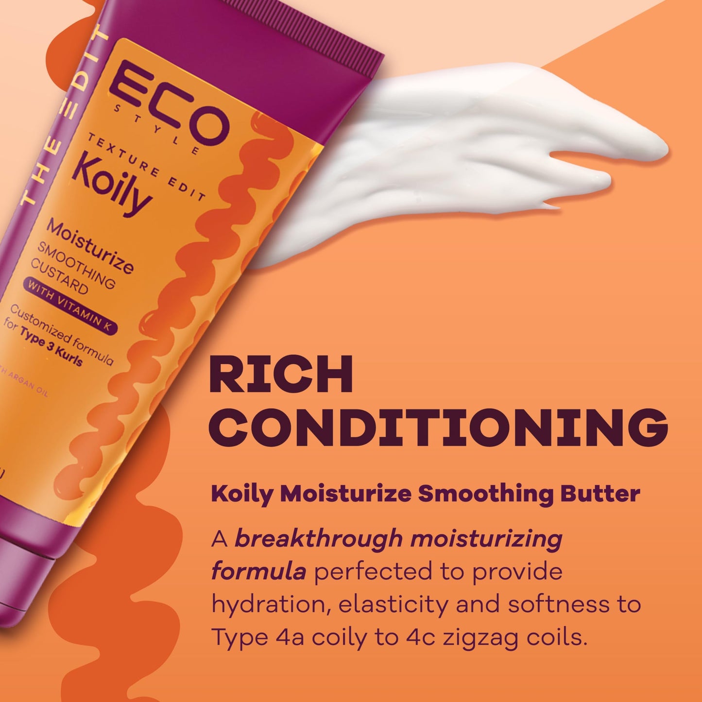 Eco Style, Texture Edit, Koily Moisturize Smoothing Butter for Type 4 curly hair - A sulfate-free, ultra-rich curly hair conditioner that provides Beauty & Personal Care Eco Style