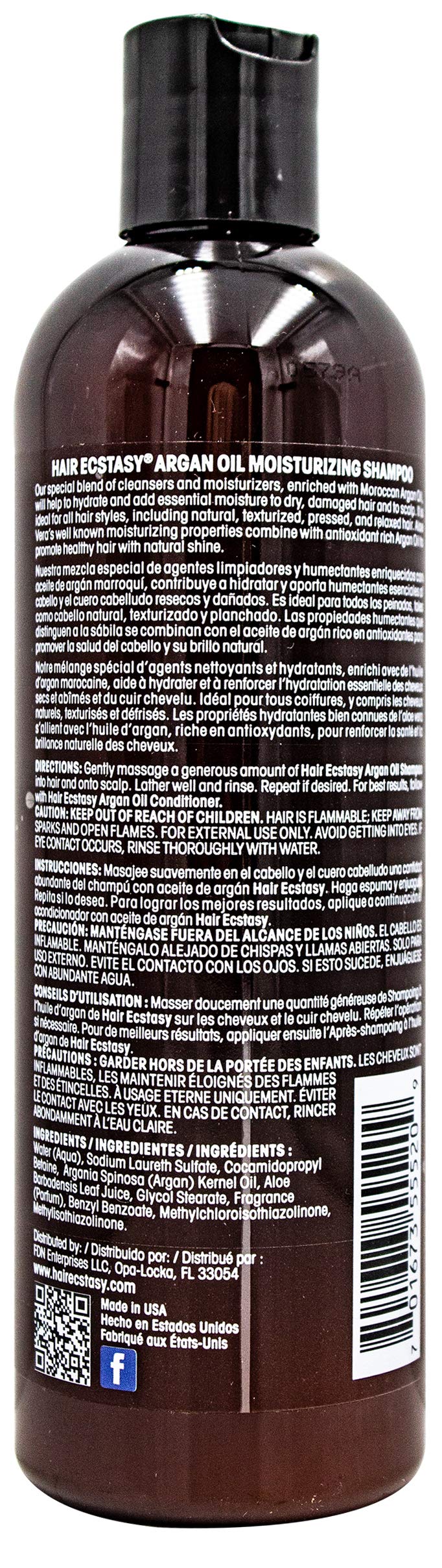 Hair Ecstasy Argan Oil Shampoo 12oz Beauty & Personal Care Hair Ecstasy