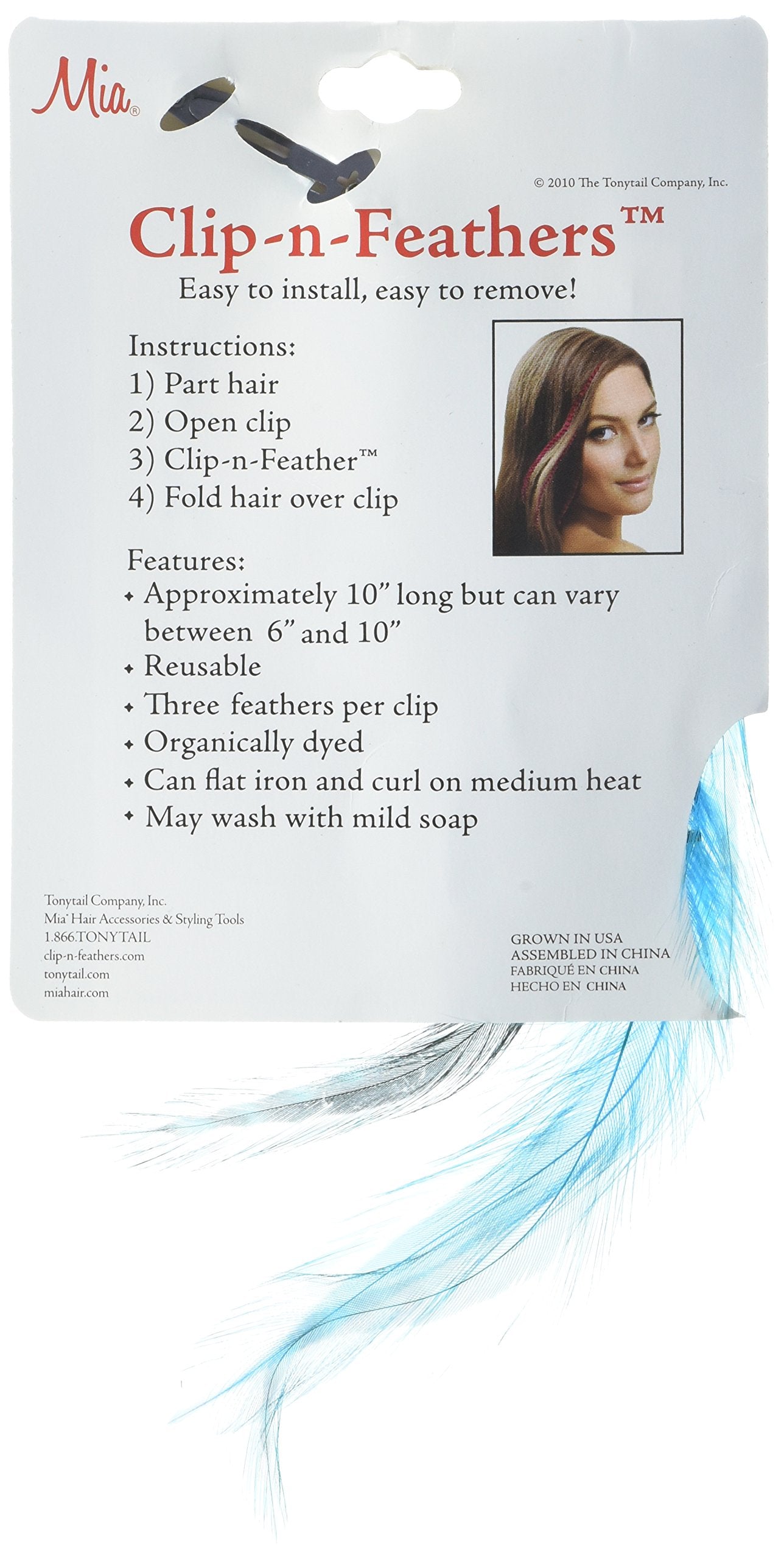 Mia Clip-n-Feathers Hair Feather, Blue, 1 Ounce Beauty and Personal Care Mia