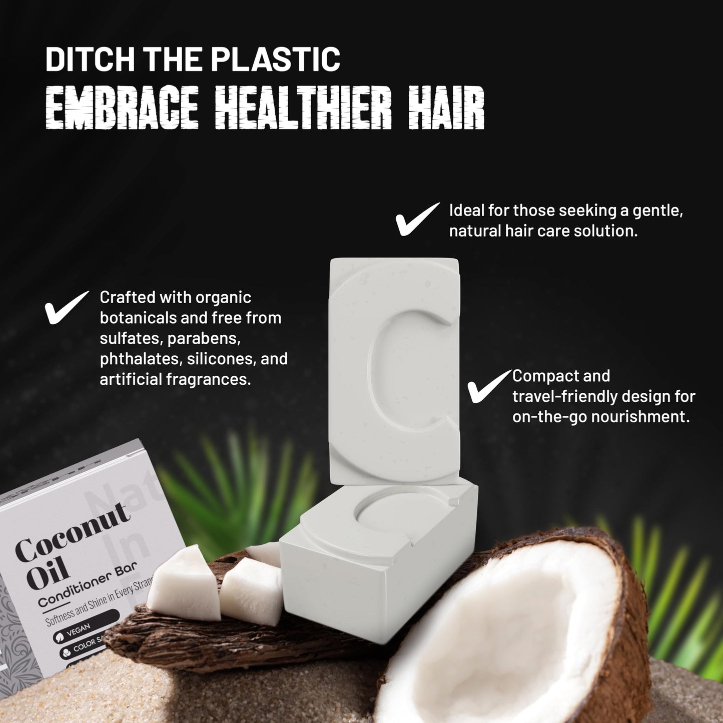 Herbishh Conditioner Bar, Moisturizing & Strengthening, Solid for Dry, Damaged & Thinning Hair, All Hair Types, Paraben-Free & Sulfate-Free, 3.53 oz Beauty & Personal Care Herbishh