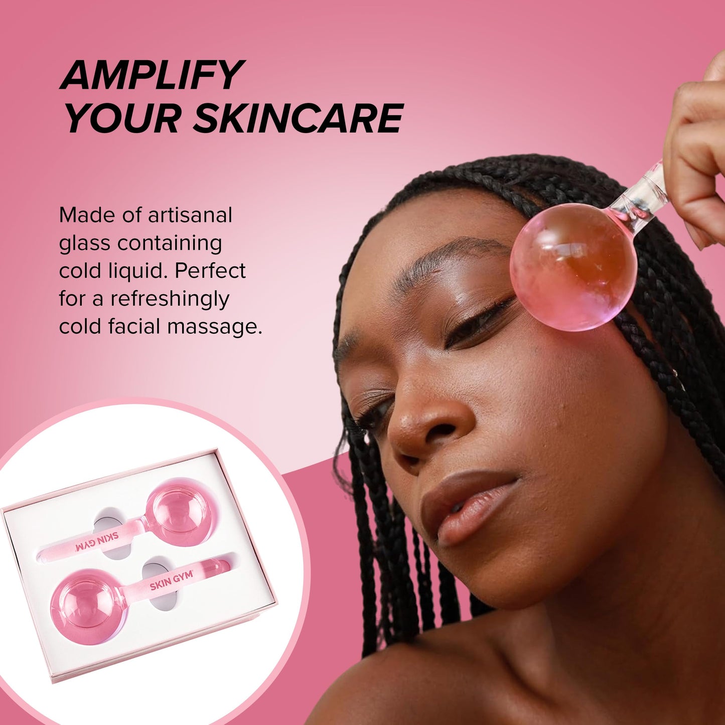 Skin Gym Ice Globe Beauty Balls, Pink Liquid Cryocicles, Cooling Face Roller for Smooth Skin & Enhanced Glow Beauty & Personal Care SKIN GYM