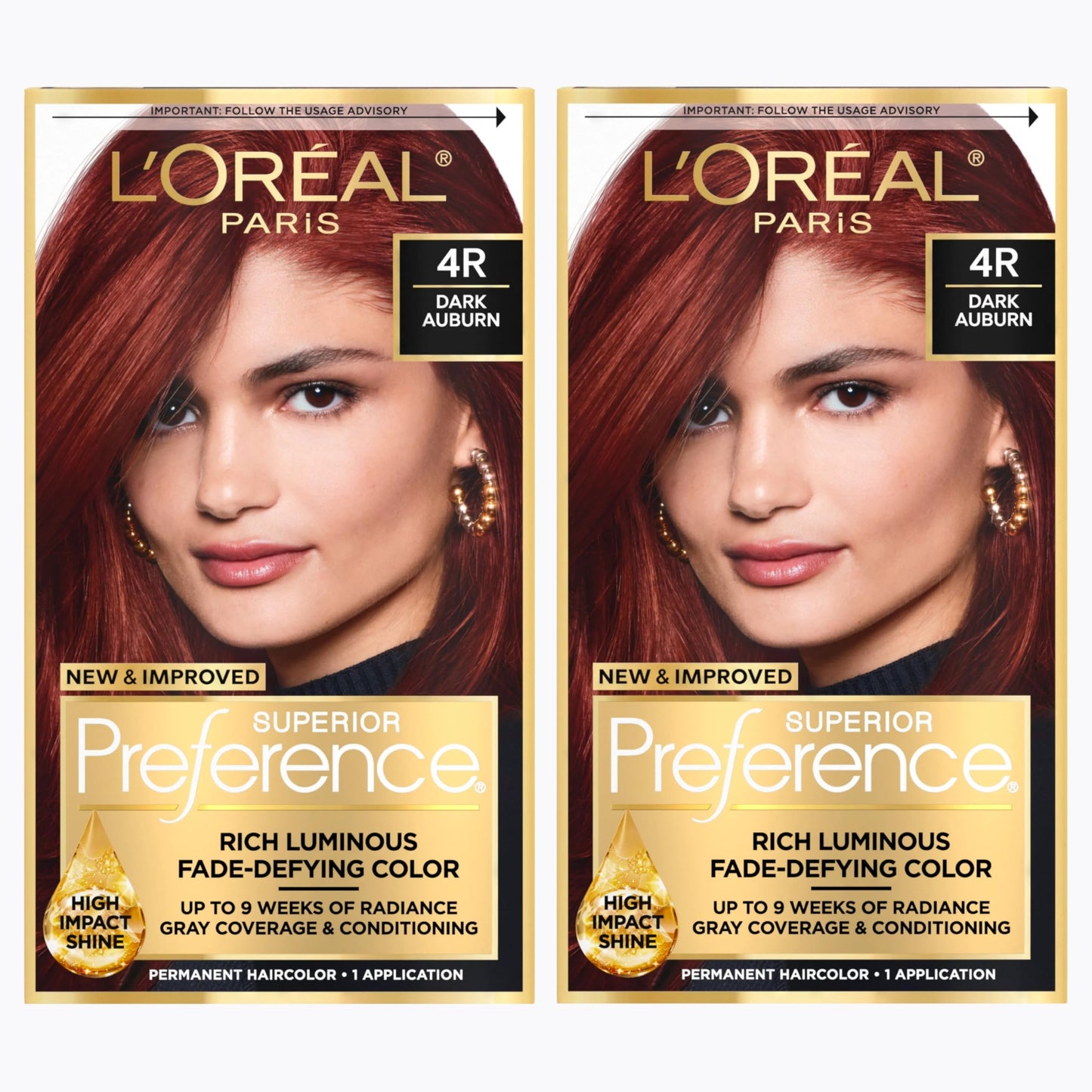 L'Oreal Paris Superior Preference Luminous Fade-Defying Permanent Hair Color, Hair Dye For Up to 9 Weeks of Radiance, Dark Auburn 4R, 1 Hair Dye Kit Beauty & Personal Care L'Oreal Paris