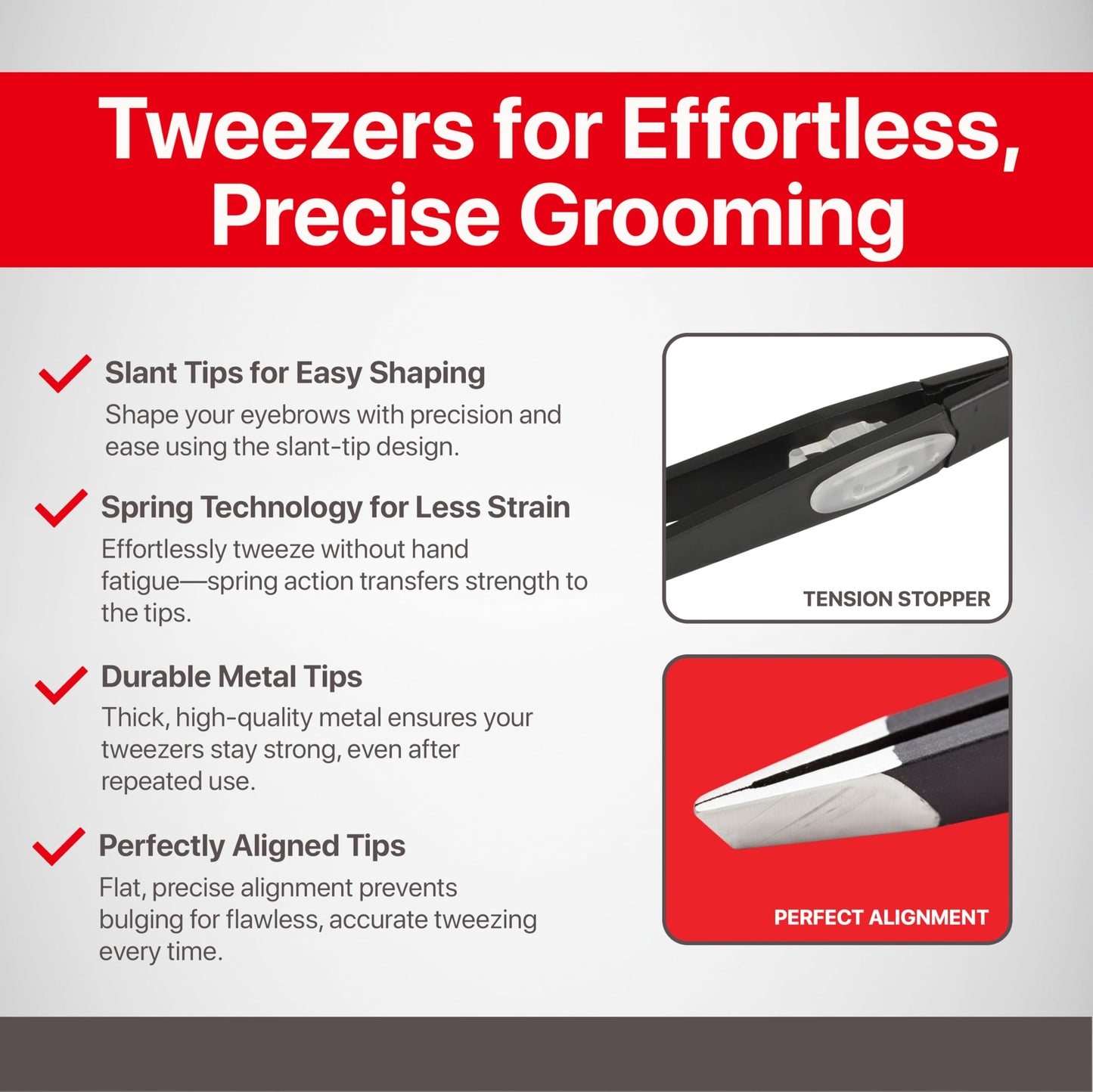SEKI EDGE SS-518 Amazing Tweezer - Slant Tip with Tension Stopper - Stainless Steel -Black- Crafted with Patented Spring Technology for Precision Beauty and Personal Care Seki EDGE