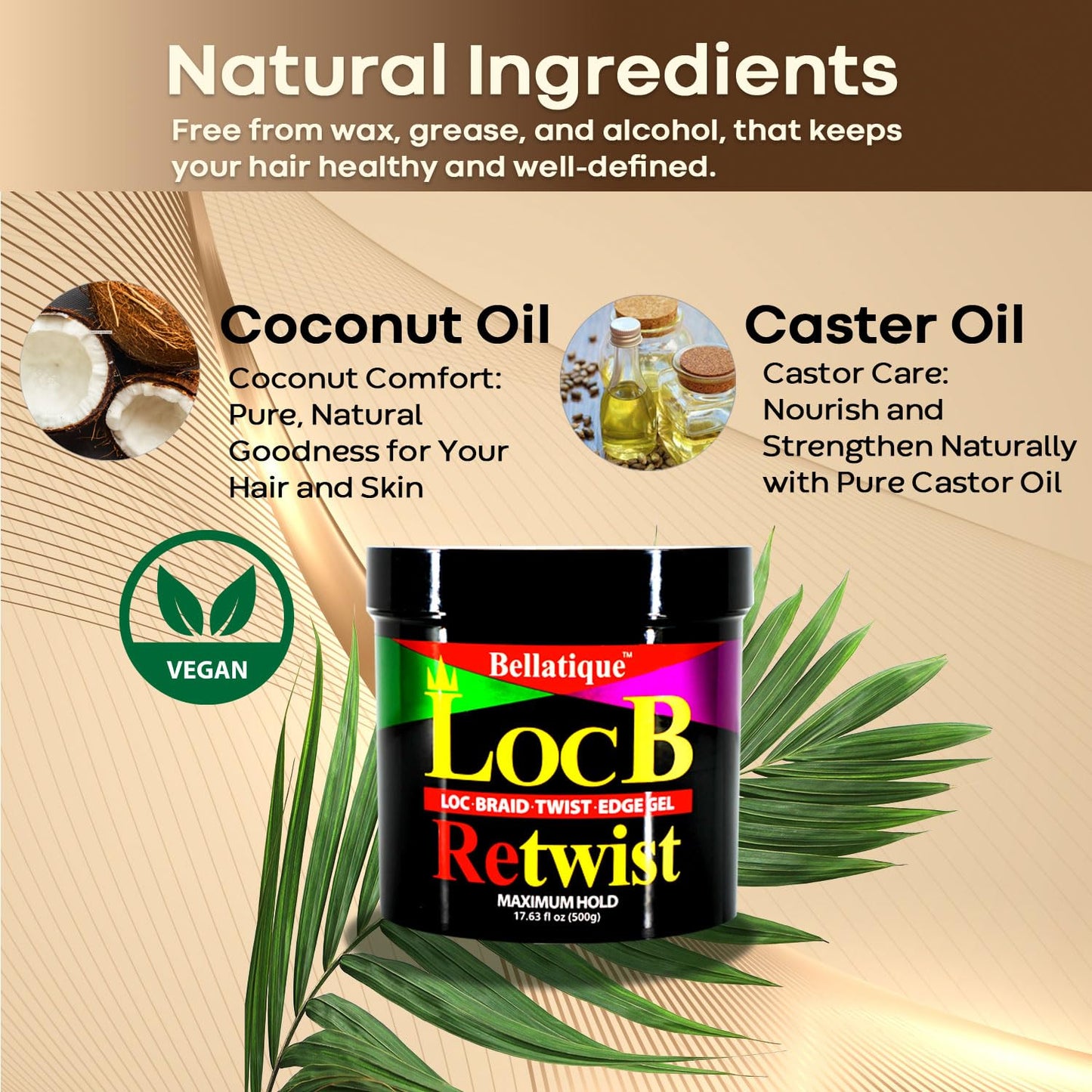 Loc B Retwist Loc, Braid, Twist, Edge Gel for Natural, Relaxed, Dry, Dull, & Brittle Hair (17.63 oz) Beauty & Personal Care BELLATIQUE