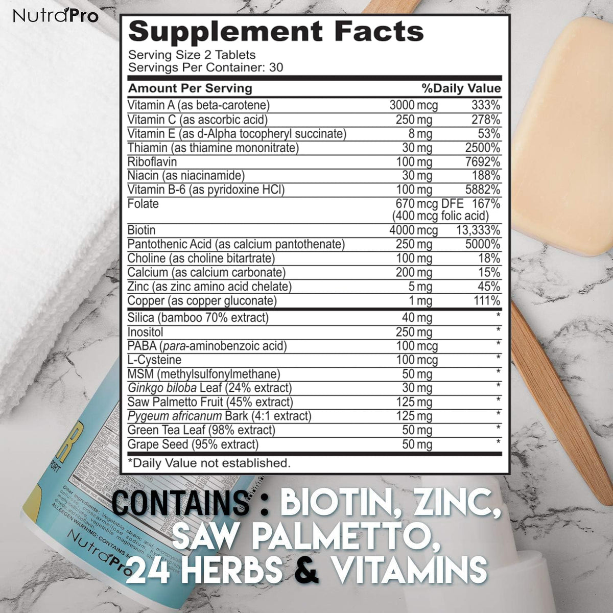 Hair Growth Vitamins With Saw Palmetto for Women - Hair Growth Supplement.