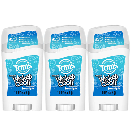 Tom's of Maine Freestyle Wicked Cool! Natural Deodorant for Tweens, Aluminum Free Deodorant Stick, 1.6 oz (3 Pack) Beauty and Personal Care Tom's of Maine