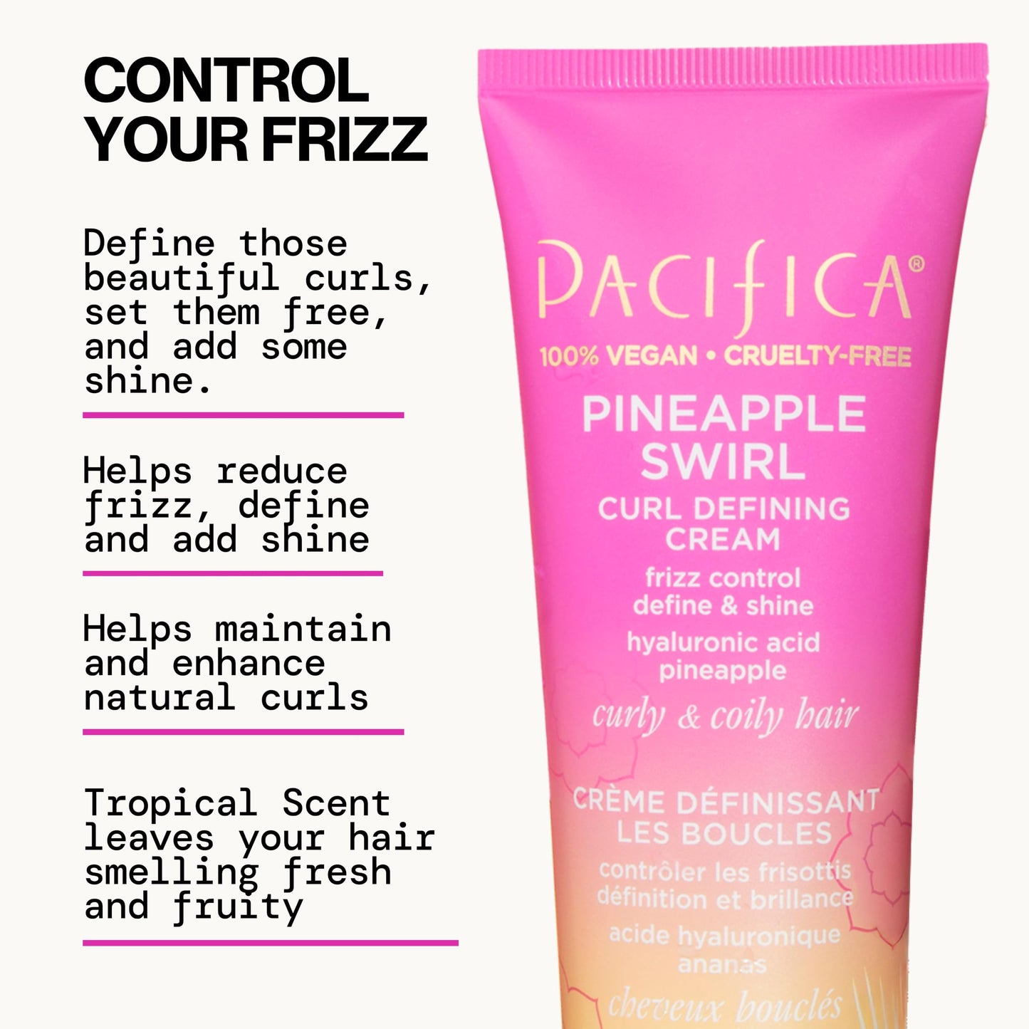 Pacifica Beauty Pineapple Curls 3-Step Hair Care Kit: Curl Defining Shampoo + Conditioner + Pineapple Swirl Curl Cream - Enhances Curls, Reduces Beauty & Personal Care Pacifica