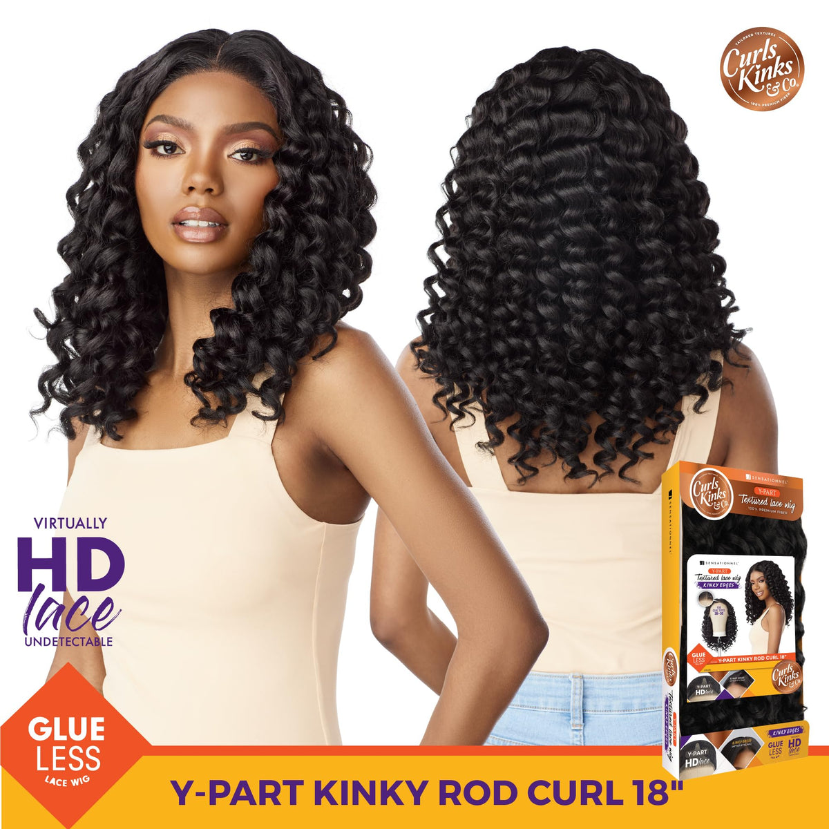 Sensationnel Curls Kinksandco Kinkyedges Wig-Kinky Rod Curl 18 Inch, F1B/BG