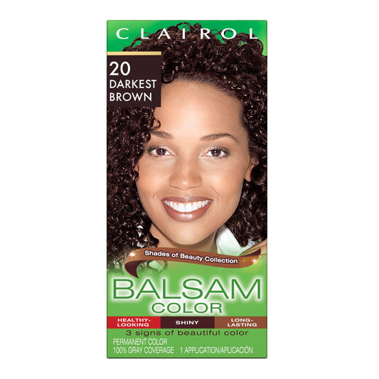 Clairol Balsam Permanent Hair Dye, 020 Darkest Brown Hair Color, Pack of 1 Beauty & Personal Care Clairol