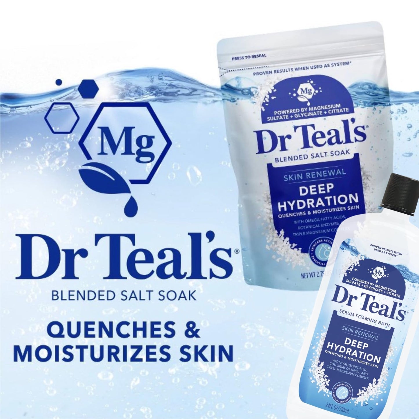 Dr Teal's Skin Renewal Deep Hydration Blended Salt Soak and Serum Foaming Bath, Limited Edition Beauty and Personal Care Dr Teal's