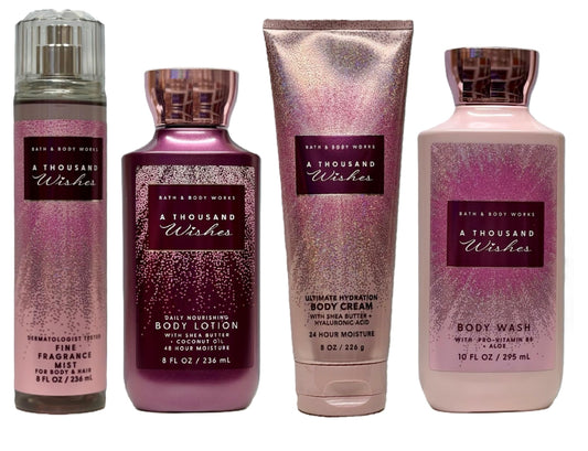 Bath and Body Works A Thousand Wishes 4 Piece Body Care Set - Mist, Body Cream, Lotion, and Body Wash - Full Size Beauty & Personal Care Bath & Body Works