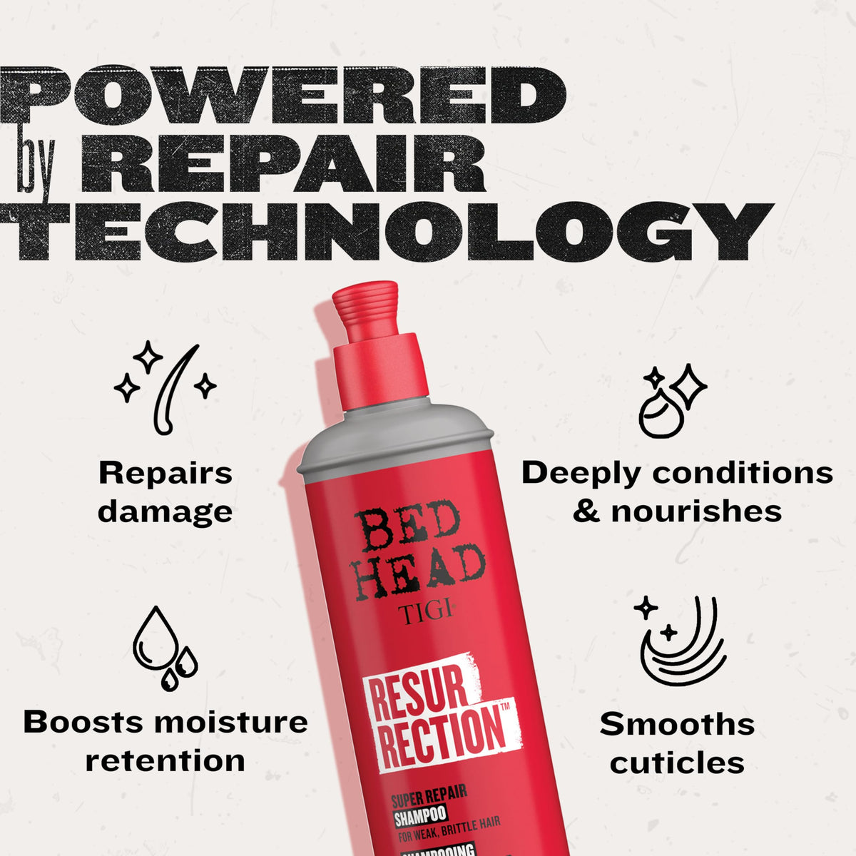 TIGI Bed Head RESURRECTION REPAIR SHAMPOO FOR DAMAGED HAIR 13.53 fl oz Beauty & Personal Care TIGI