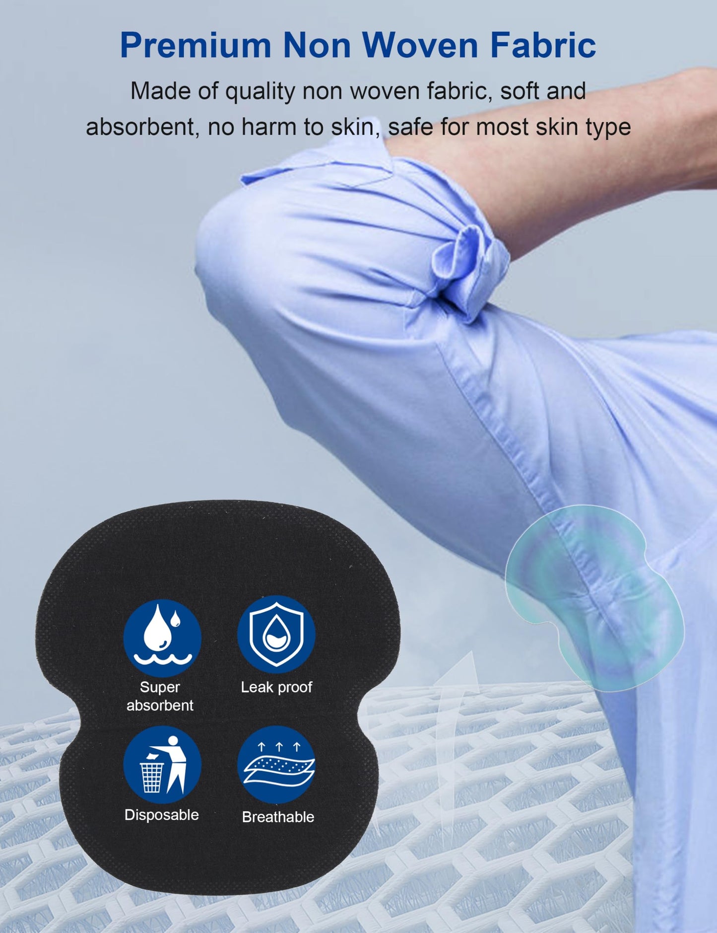 Armpit Protector, Armpit Sweat Pad, Underarm Sweat Pad, 60pcs Non Woven Fabric Dress Clothing Underarm Black, Especially Suitable for Beauty and Personal Care Yosoo Health Gear