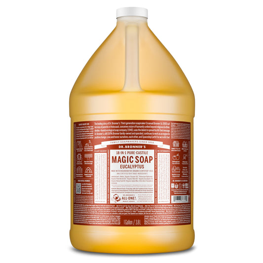 Dr. Bronner's Pure-Castile Magic Soap Liquid (Eucalyptus, 1 Gallon) - Made with Regenerative Organic Certified Oils, 18-in-1 Uses: Face, Body, Hair Beauty & Personal Care Dr. Bronner's