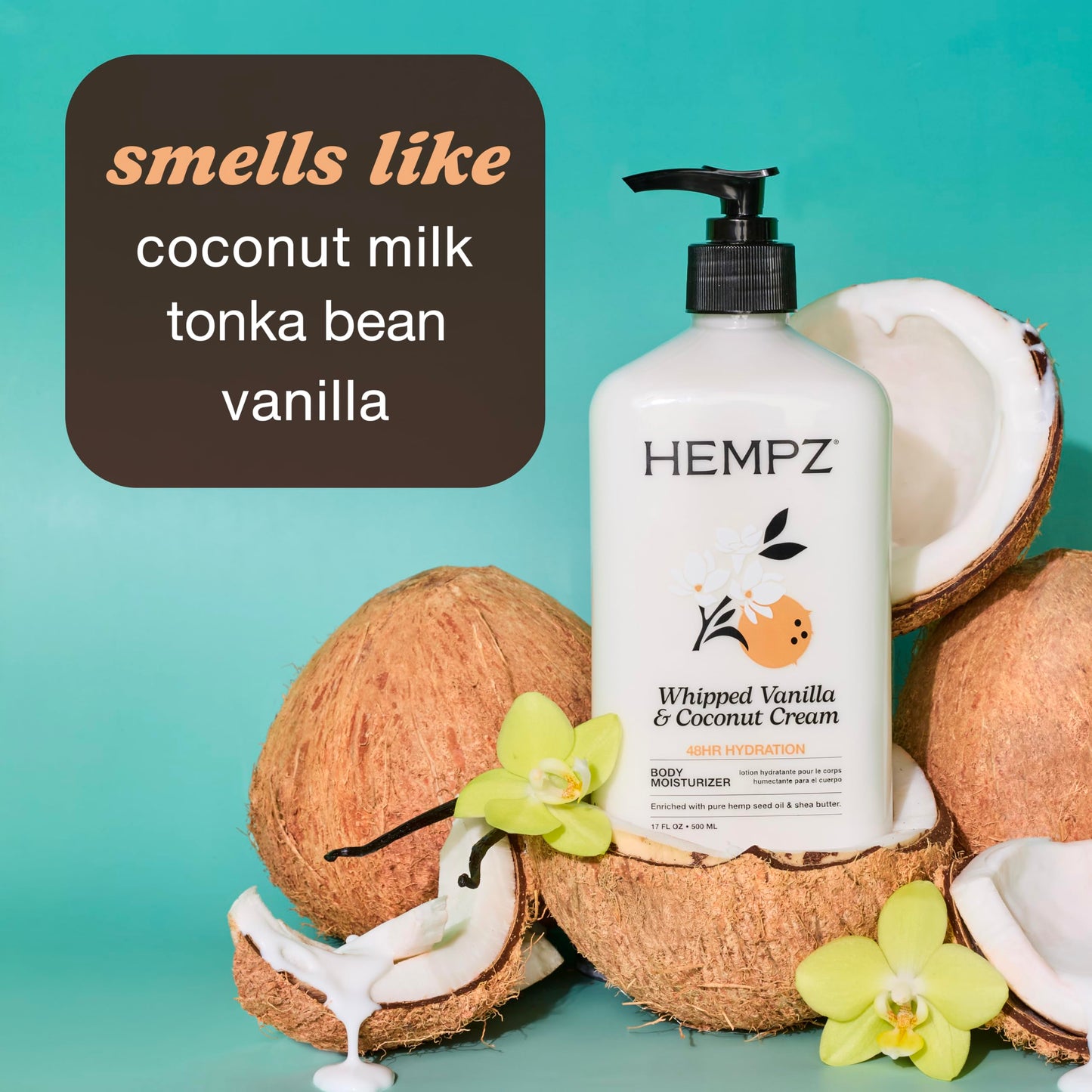 Hempz Whipped Vanilla & Coconut Cream Body & Hand Lotion, Vegan Formula, for Men or Women, 17 oz. Beauty & Personal Care Hempz