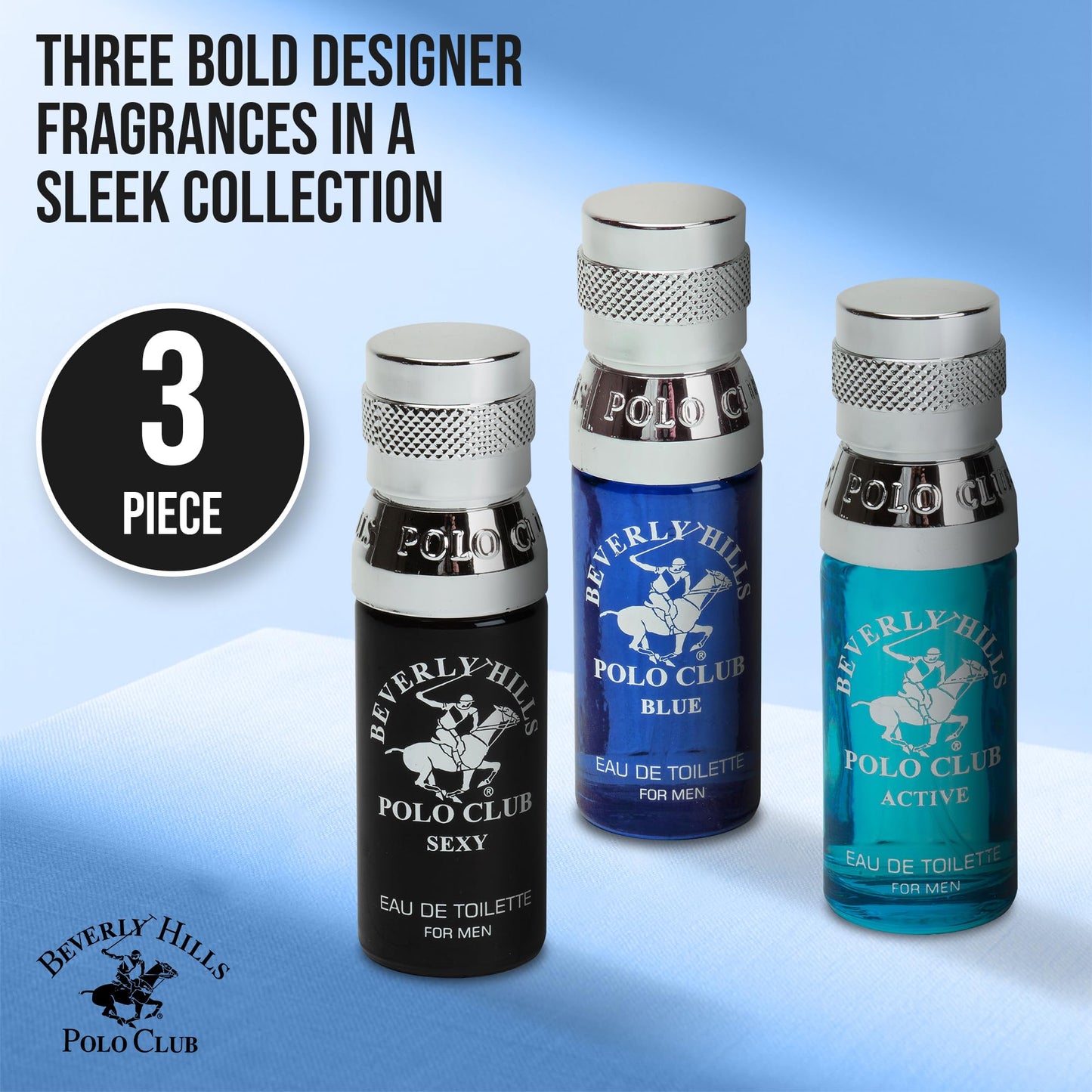 Beverly Hills Polo Club BHPC Men's 3-Piece Eau De Toilette Gift Set | Designer Cologne Collection for Him | Citrus Fragrance Sampler | Travel-Size Beauty & Personal Care Beverly Hills Polo Club