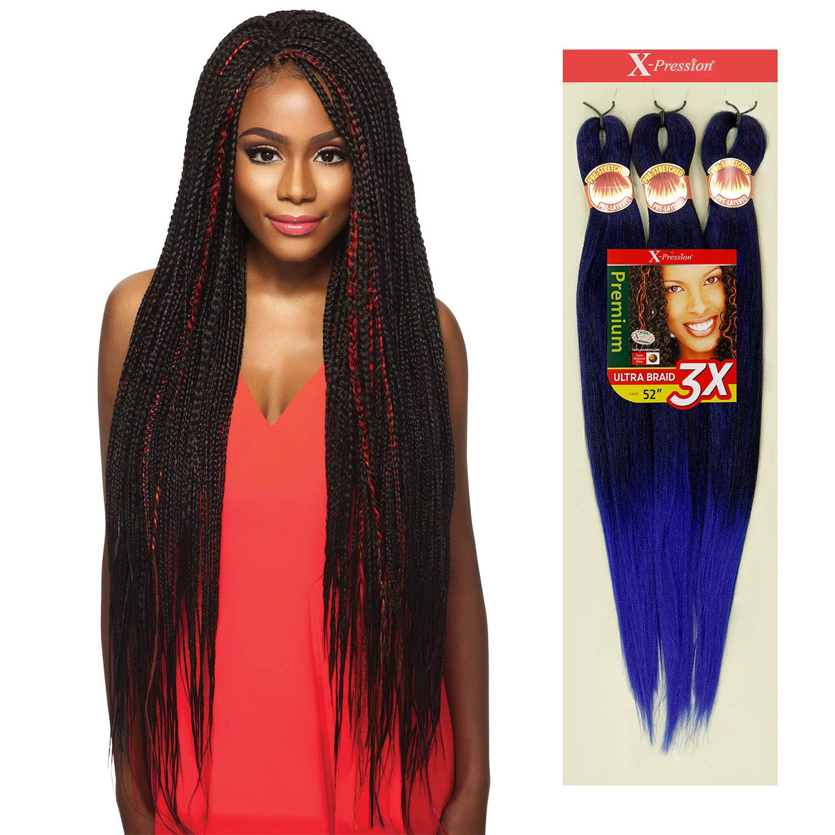 MULTI PACK DEALS! Outre Synthetic Hair Braids X-Pression Kanekalon 3X Pre Stretched Braid 52" (1-PACK, 1)