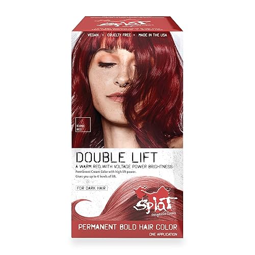 Splat Iconic Red Double Lift Permanent Hair Dye Kit, 1 Application, Includes Red Hair Color, Developer, Concentrate, Conditioner, Gloves, Processing Beauty & Personal Care Splat