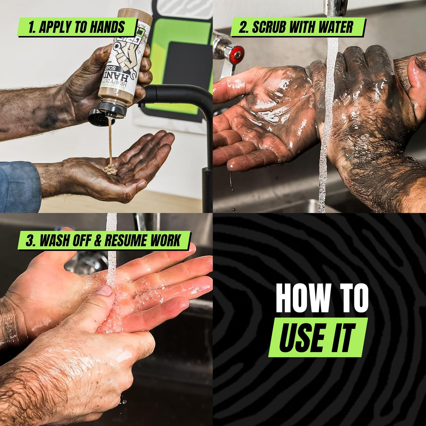 Grip Clean Heavy Duty Hand Cleaner for Mechanics - Natural Pumice & Clay-Infused Technology Removes Grease, Oil & Grime - Moisturizing Liquid Hand Beauty & Personal Care Grip Clean