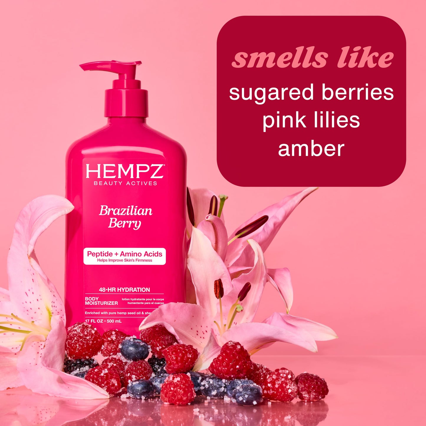 Hempz Mini Brazilian Berry Beauty Actives Lotion, Hydrating Moisturizer for Body, Hands and Feet 2.25 oz. Beauty & Personal Care Hempz
