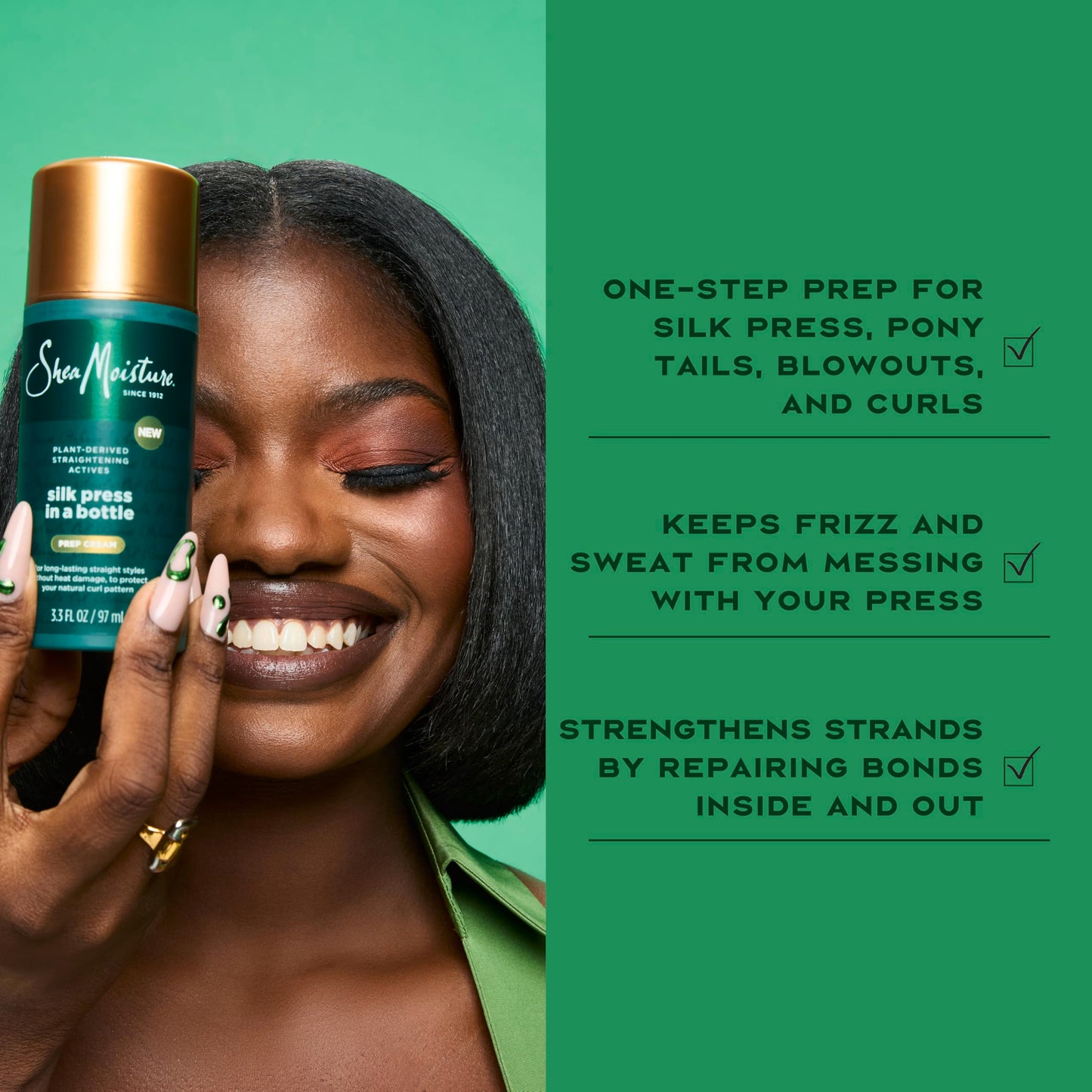 SheaMoisture Silk Press Prep Cream with Plant-Derived Straightening Actives, Alma Oil & Hydroplex Technology Provides Heat Protection While Helping Beauty & Personal Care Shea Moisture
