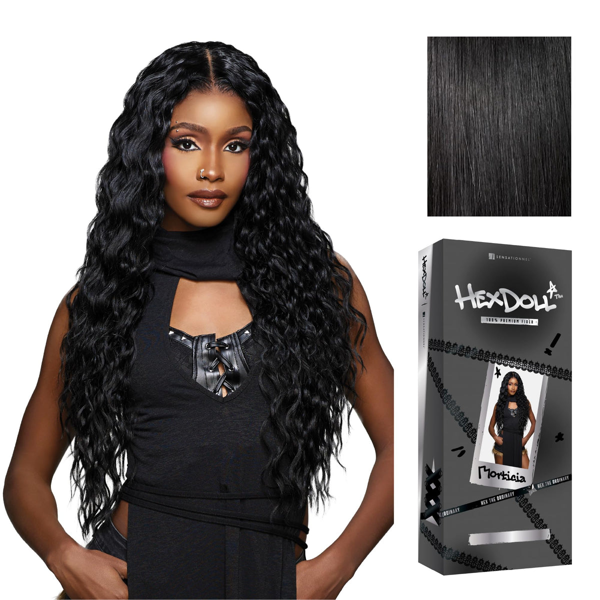Sensationnel Hexdoll 13x4 LaceWig-Morticia, 1 JETBLACK