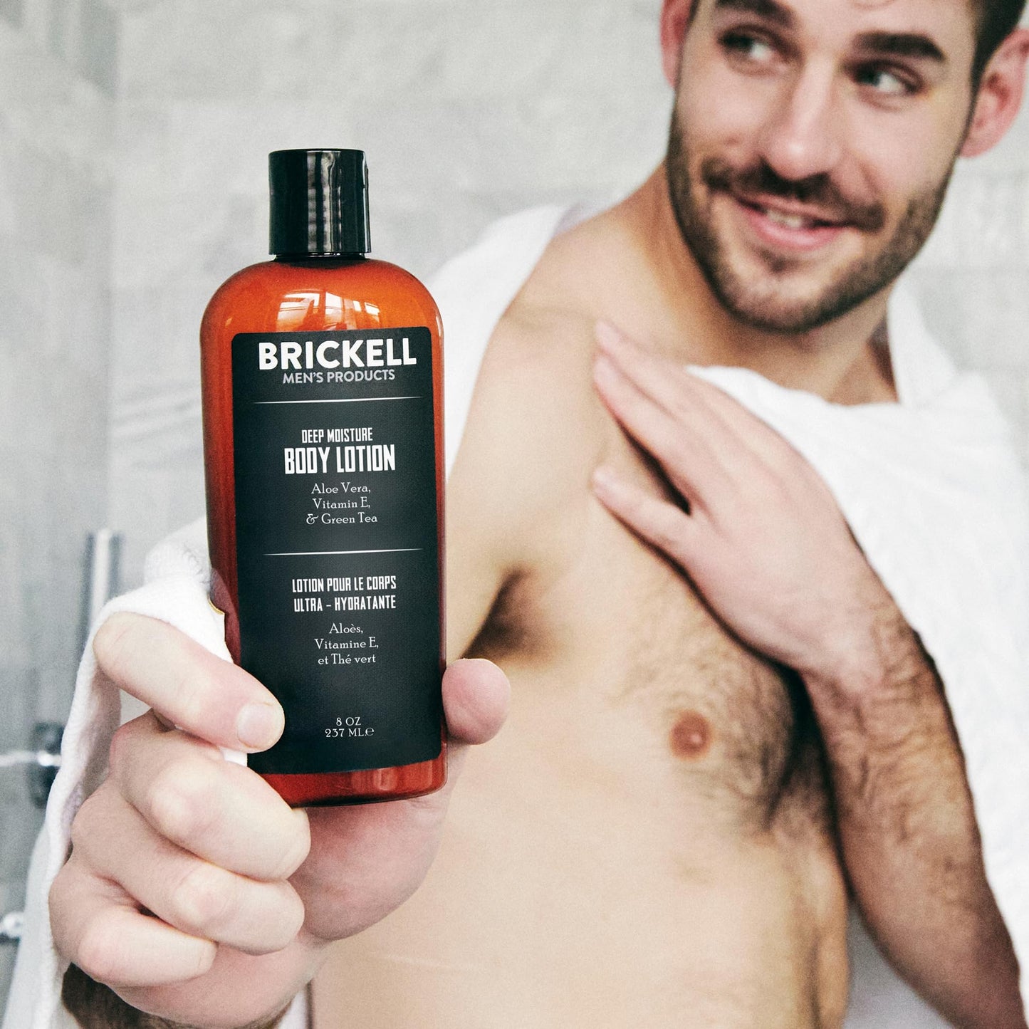 Brickell Men's Deep Moisture Body Lotion for Men, Protects and Hydrates Dry Skin, With Aloe, Vitamin E, and Jojoba Oil, 8 Ounce, Scented Beauty & Personal Care Brickell Men's Products