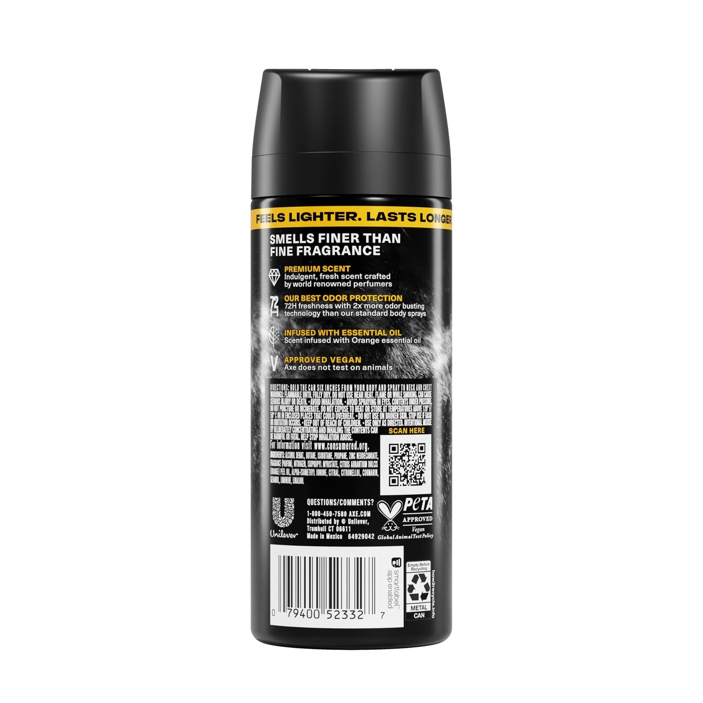 AXE Fine Fragrance Collection Body Spray 3 Count Black Vanilla 72 Hour Freshness Aluminum Free 2.9 oz Beauty and Personal Care AXE
