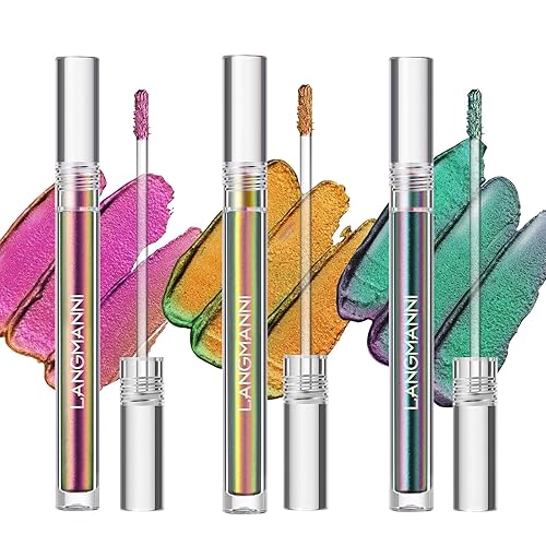 BIOKUSY 3 Colors Metallic Liquid Chameleon Eyeshadow, Multi-Dimensional Eye Looks, Long-lasting Holographic Glitter Multichrome Eyeshadows Makeup Beauty & Personal Care BIOKUSY