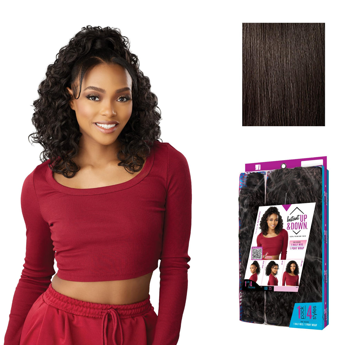 Sensationnel Instant Updown Halfwig Pony-Iud 25, 2 DARKBROWN