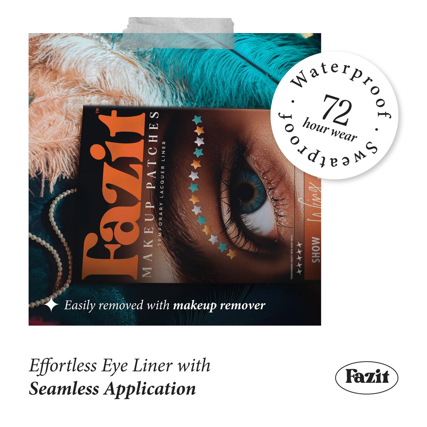 Fazit Makeup Patches - Show Stopping Wing Eyes - Glow Up Make-Up Patches - Cute Glitter Makeup Accessories For Women - Cosmetic Glitter For Face Beauty & Personal Care Fazit