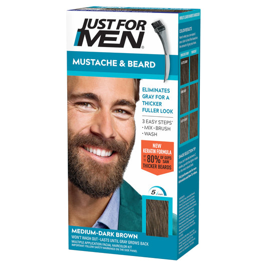 Just For Men Mustache & Beard multiple uses Beard Coloring for Gray Hair with Brush, Keratin Biotin Aloe and Coconut Oil for Healthy Facial Hair Beauty & Personal Care Just for Men