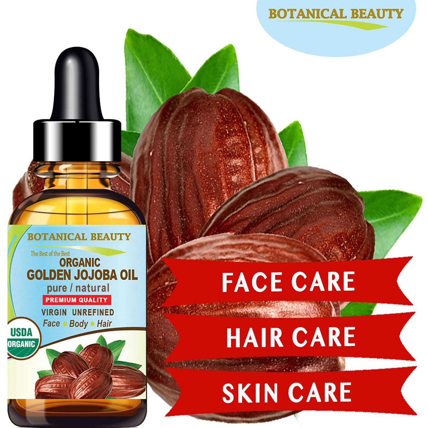 Botanical Beauty Organic JOJOBA OIL 100% Pure Natural VIRGIN UNREFINED Cold-Pressed Carrier Oil 1 Fl oz 30 ml for Face, Skin, Body, Hair, Lip, Nails Beauty & Personal Care Botanical Beauty