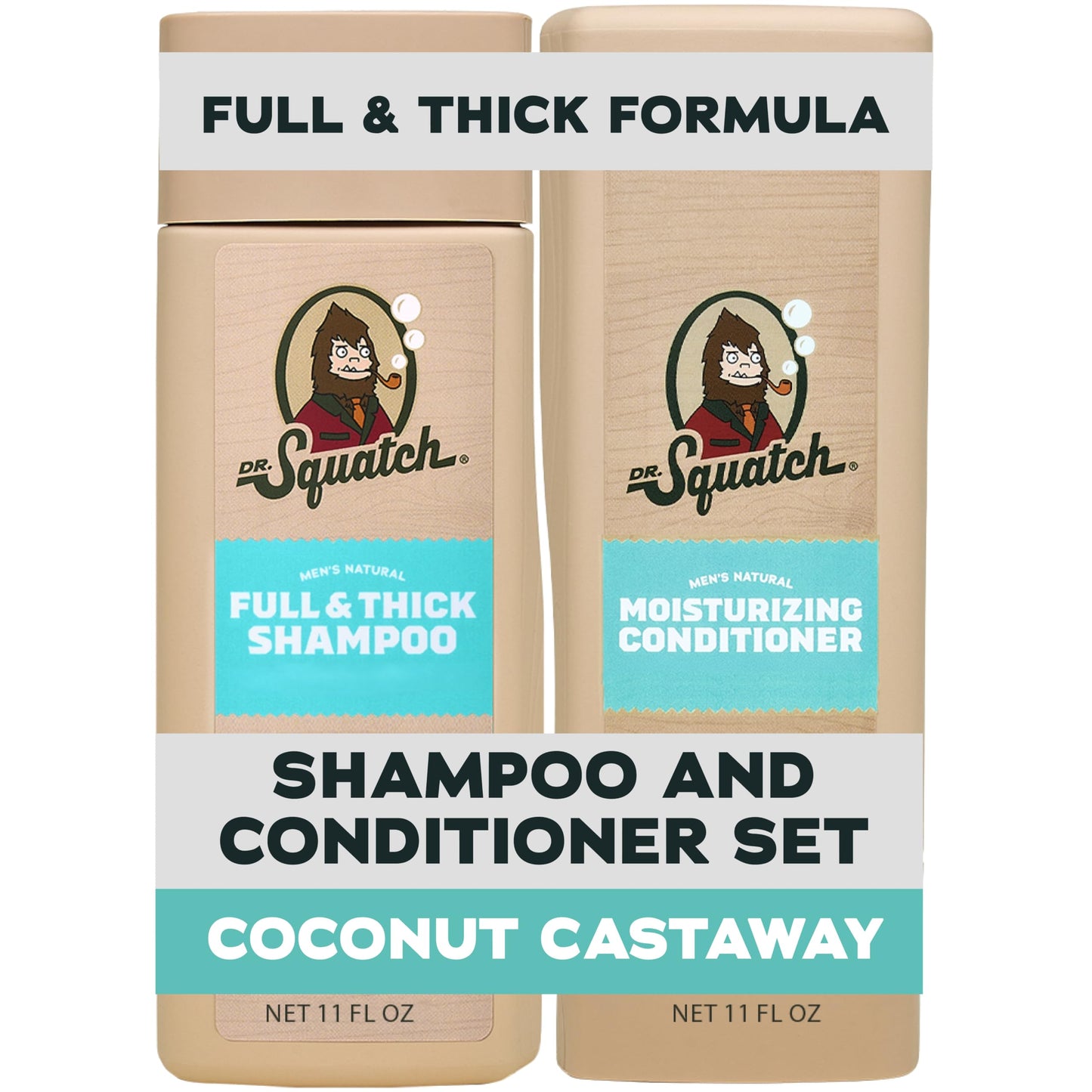 Dr. Squatch Full + Thick Men's Shampoo and Conditioner Set - For Fuller, Thicker-Looking Hair - Natural Shampoo and Conditioner for Men - Coconut Beauty & Personal Care Dr. Squatch