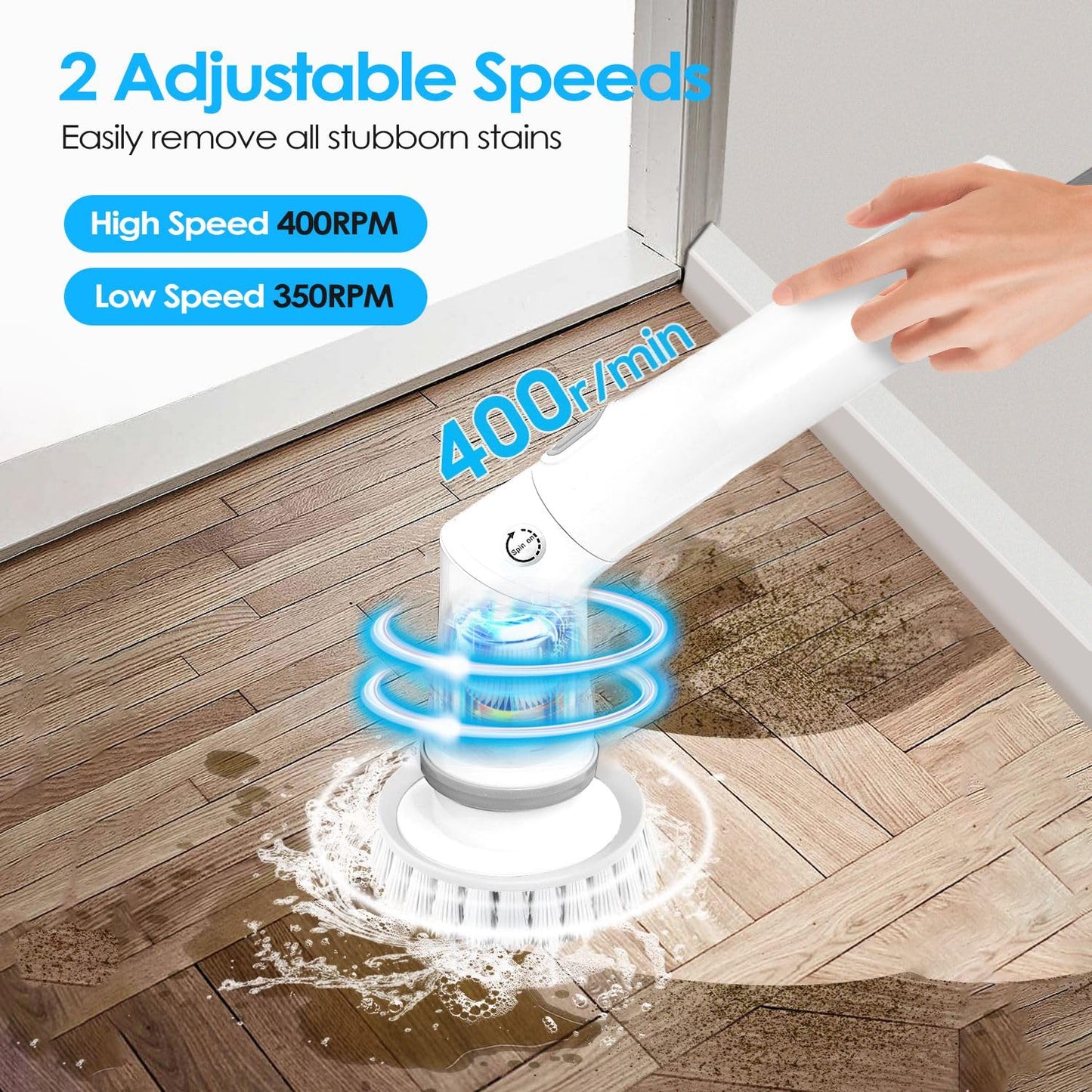 TeqHome Electric Spin Scrubber, Cordless Power Shower Cleaning Brush with 6 Replaceable Brush Heads, 2 Adjustable Speeds,Adjustable & Detachable Beauty and Personal Care TeqHome
