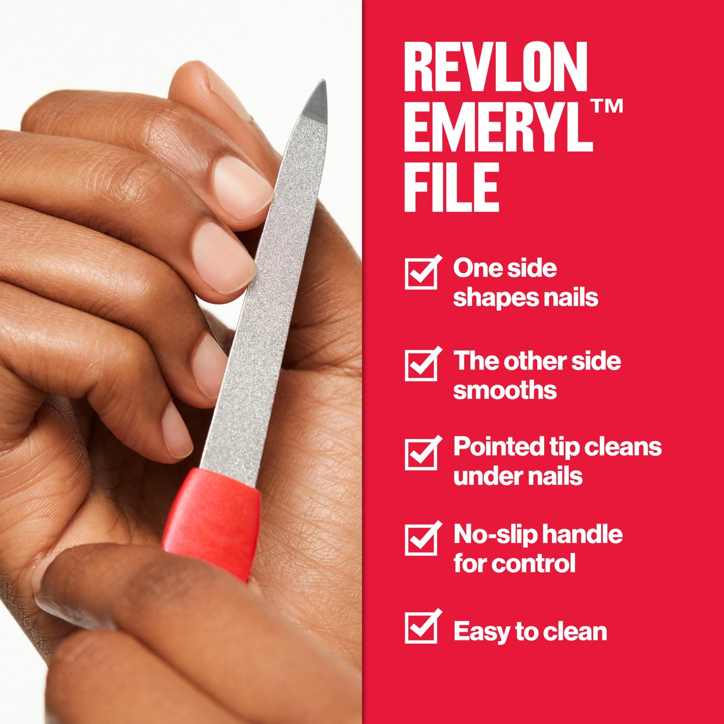 Revlon Emeryl File, Metal Nail Filer With Easy Grip Handle & Double-Sided Fingernail Buffer For Precise Manicure Shaping & Smoothing, 1 Count Beauty & Personal Care REVLON