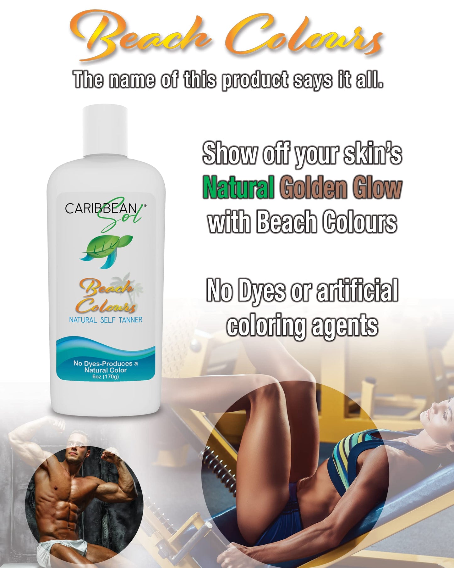 Beach Colours Natural Self Tanner, 6oz - Sunless Instant Self-Tanning Lotion for Women, Paraben-Free, Fragrance-Free, No Orange Streaks, Fake Bronzing Beauty & Personal Care Caribbean Sol