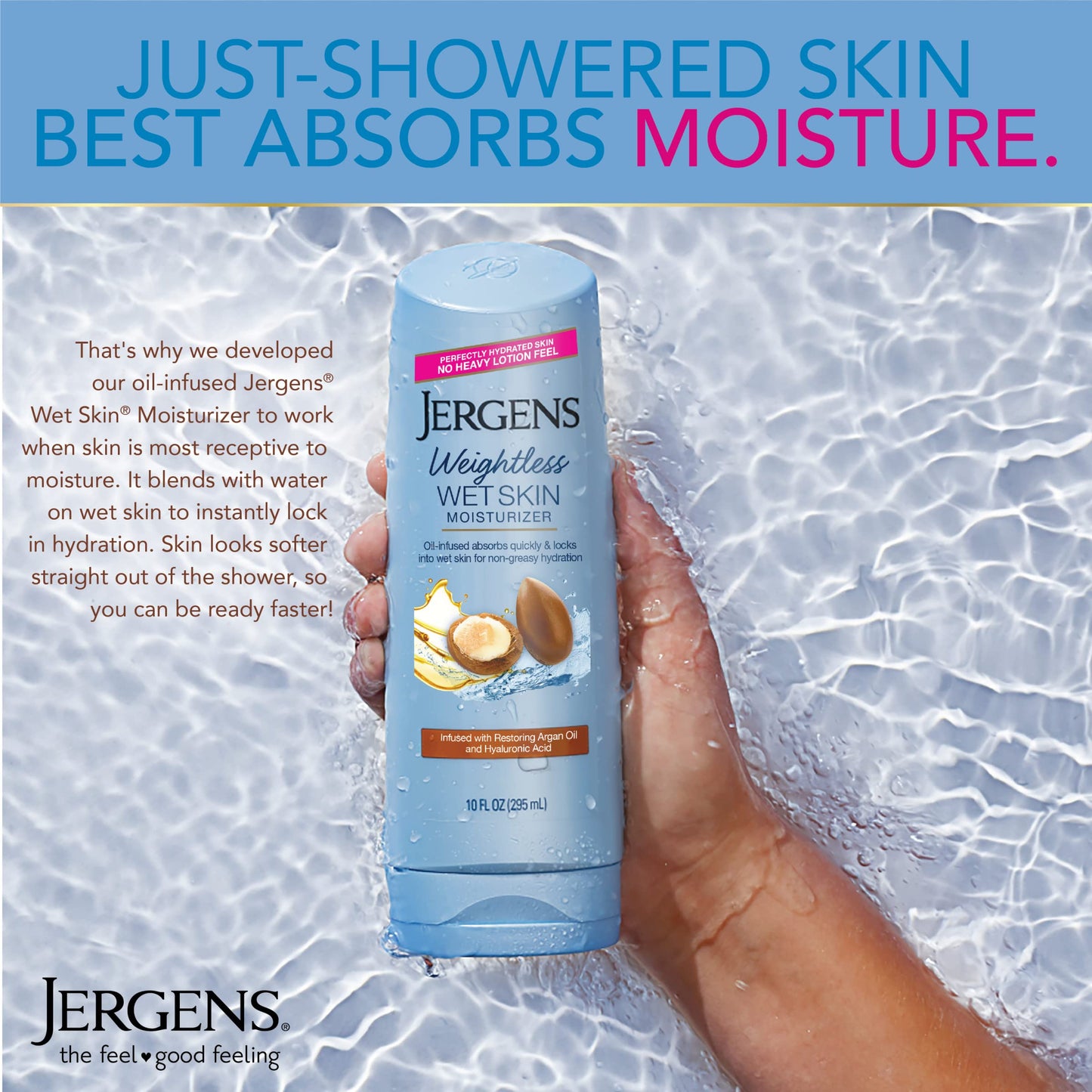 Jergens Wet Skin Body Moisturizer with Restoring Argan Oil, 10 Ounces Beauty & Personal Care Jergens
