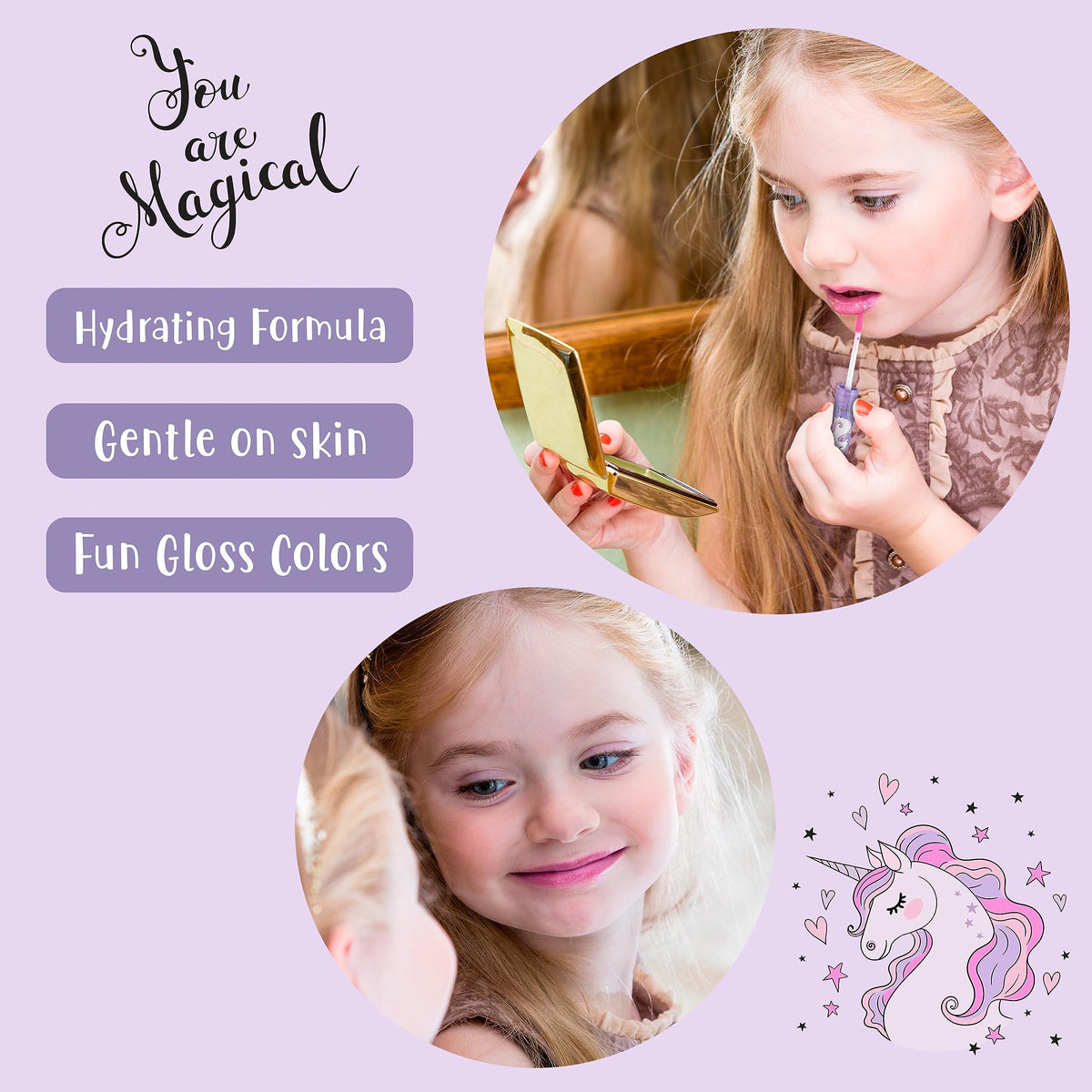 EXPRESSIONS 14pc Lip Gloss for Girls - Glossy Lip Gloss Tubes | Non Toxic Lip Gloss Set - Unicorn Princess Birthday Party Favors Kids Makeup Beauty & Personal Care EXPRESSIONS