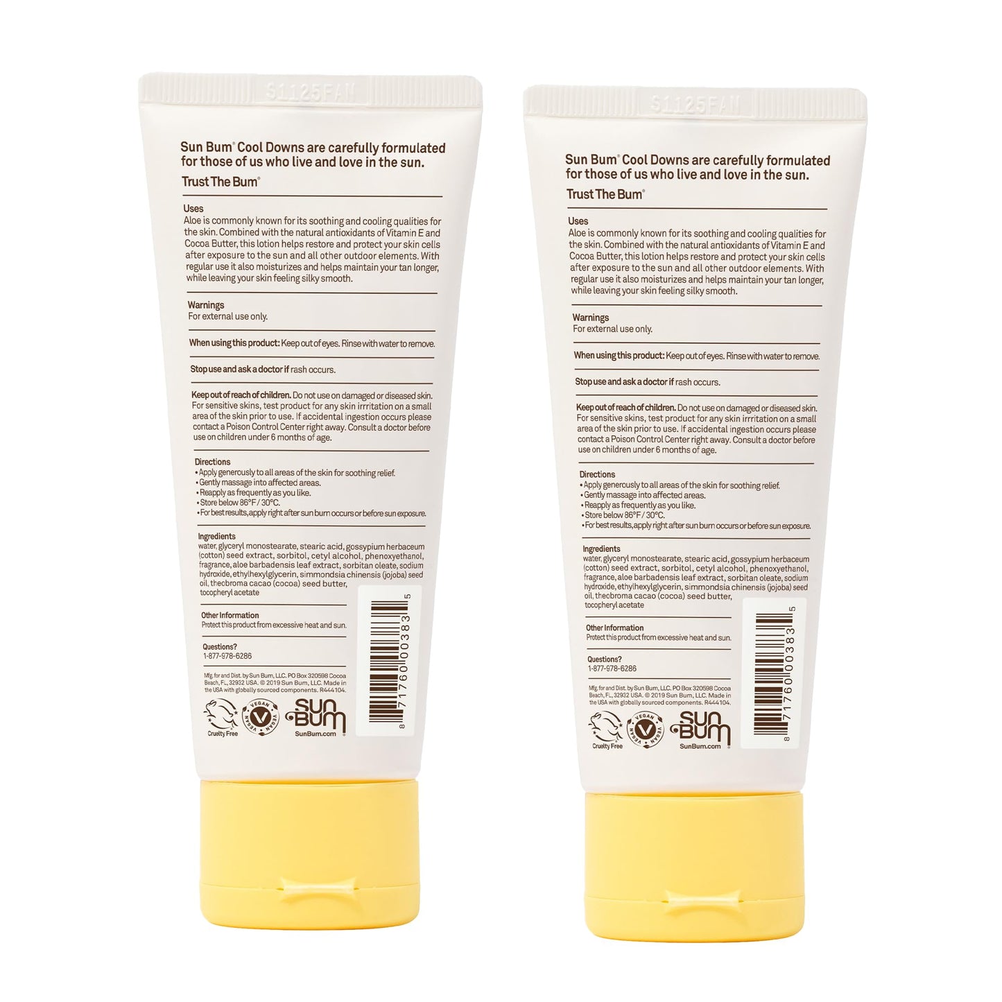 Sun Bum Cool Down Aloe Vera Lotion Vegan With Cocoa Butter To Soothe and Hydrate Sunburn 3 Ounce 2 Pack Beauty & Personal Care Sun Bum