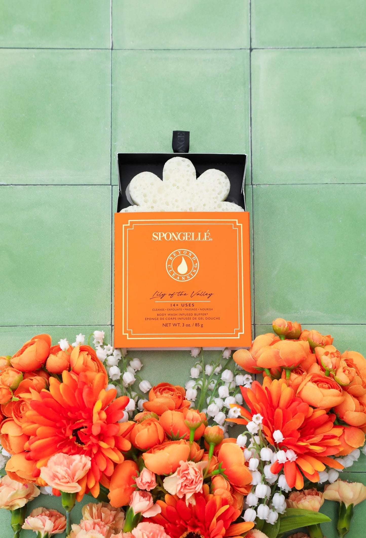 Spongellé Lily of The Valley Wild Flower Bath Sponge with Box for Mothers Day Gift - Built-in Body Wash & Body Scrubber, Shower Loofah Sponge Beauty and Personal Care SPONGELLÉ