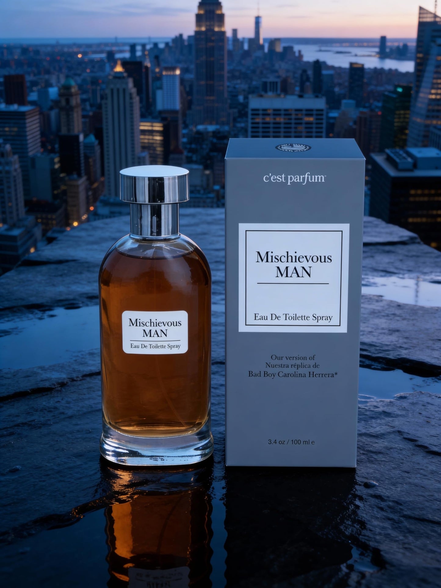 Belcam Beauty C'est parfum MISCHIEVOUS MAN Eau De Toilette Spray for Men, 3.4 oz, Notes of Black Pepper, Cacao, Sage Beauty & Personal Care Belcam Beauty