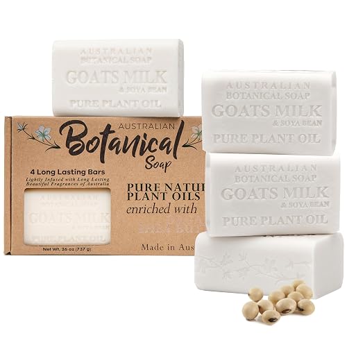 Australian Botanical Soap 6.5 OZ Pack of 4, Goat Milk Soap Bars with Soya Bean Oil, Enriched with Organic Shea Butter, Suitable for All Skin Types Beauty & Personal Care Australian Botanical Soap
