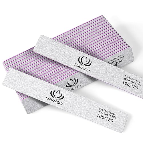 18pcs Nail File for Acrylic Nails - Capularsh 100/180 Grit Professional Double Side Emery Boards, Reusable Coarse Nail File for Acrylic Gel Dip False Beauty & Personal Care Capularsh