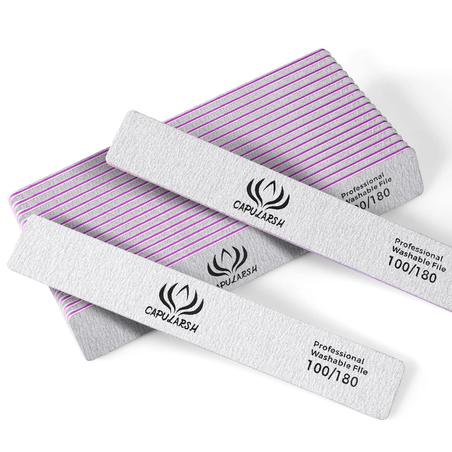 18pcs Nail File for Acrylic Nails - Capularsh 100/180 Grit Professional Double Side Emery Boards, Reusable Coarse Nail File for Acrylic Gel Dip False Beauty & Personal Care Capularsh