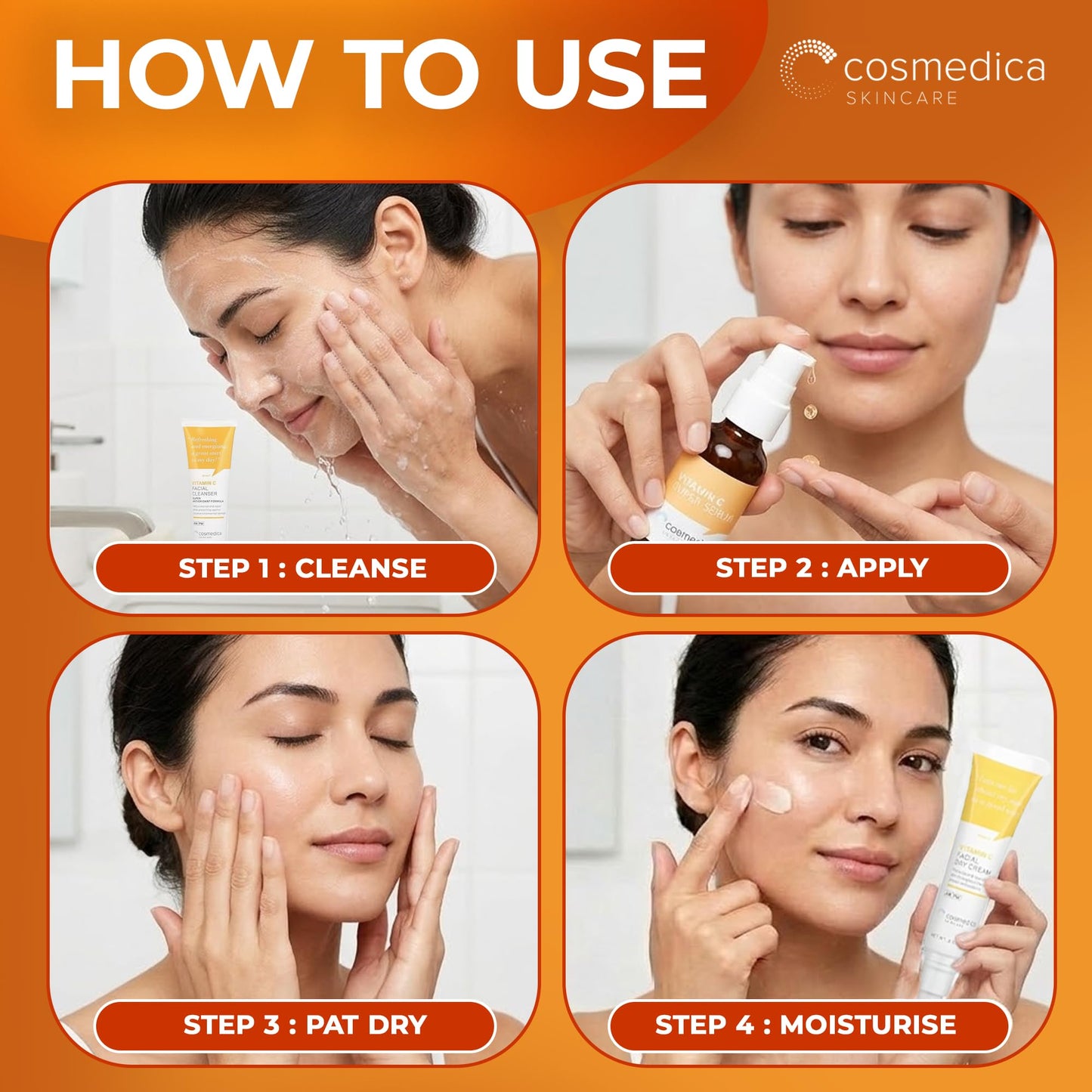 Cosmedica Vitamin C Serum for Face with Hyaluronic Acid & Vitamin E - Brightening Anti-Aging Serum for Dark Spots, Fine Lines & Wrinkles, Lightweight Beauty & Personal Care Cosmedica Skincare