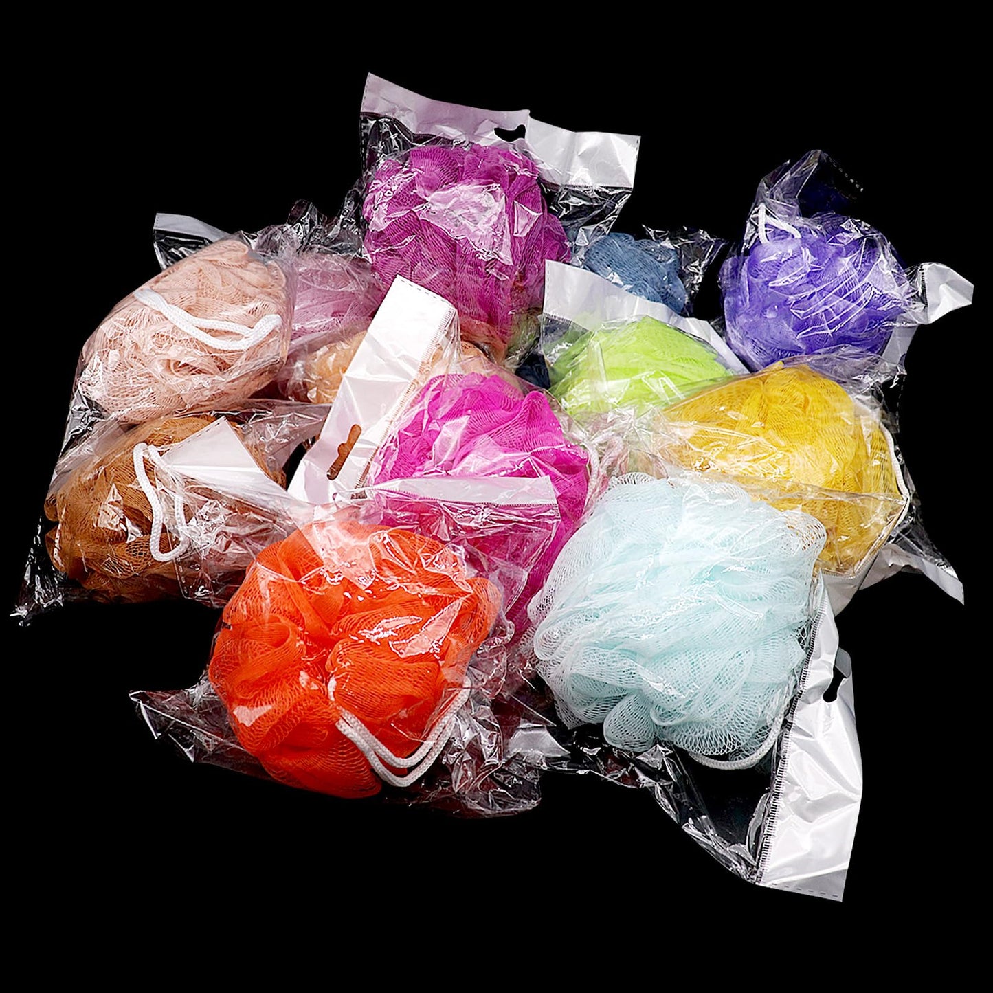 (50 Pack) Kheoxusa Loofah Individually Wrapped,Individually Wrapped Loofah,Travel Size Shower Bath Scrunchies,Sponges Pouf Mesh for Body Bath Shower Beauty and Personal Care Kheoxusa